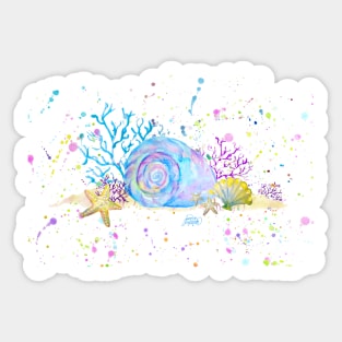 Seashells & Coral Watercolor Sticker